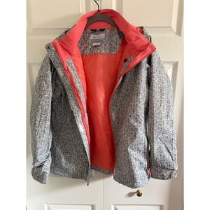 Columbia Girls Interchange Ski Jacket Snowboard Coat XL Pink Gray Print Outgrown